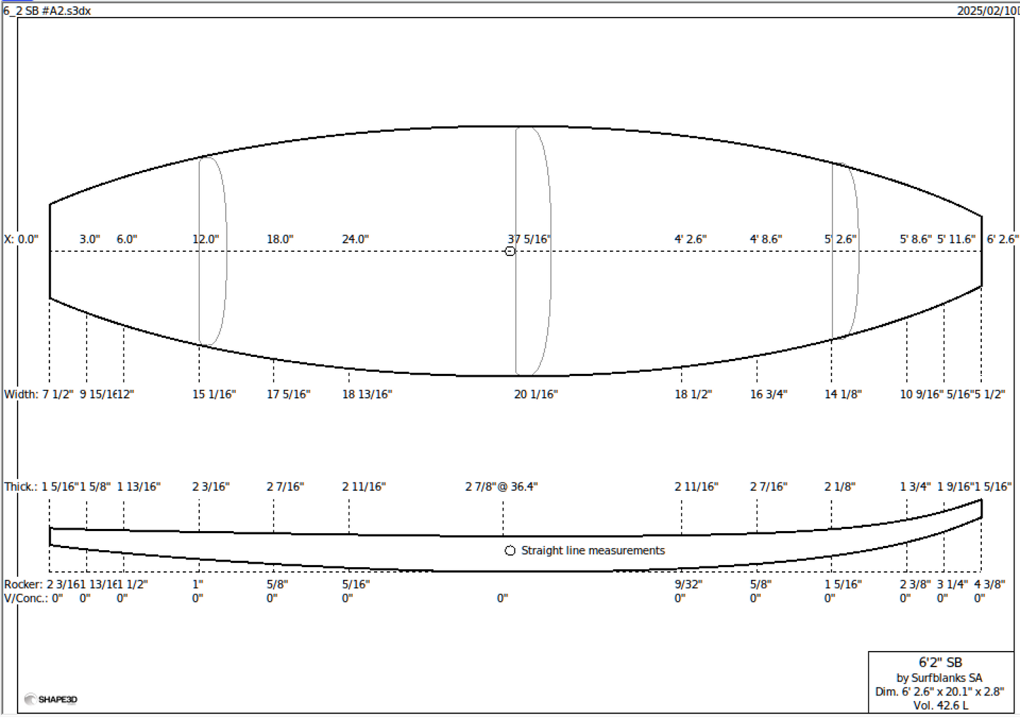 6'2" Shortboard Surf blank