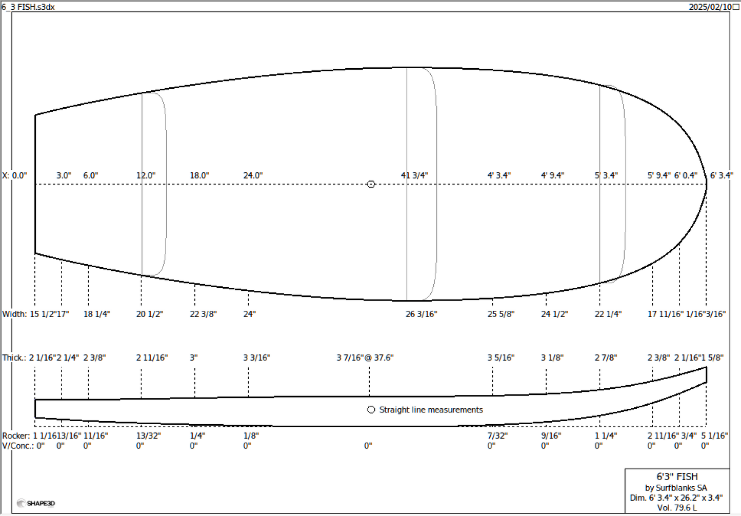 6'3" Fish Surf Blank