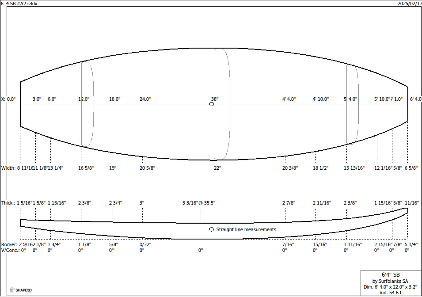 6'4" Shortboard Surf blank